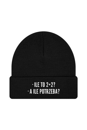 Czapka zimowa Ile to 2+2? A ile potrzeba? - czarna