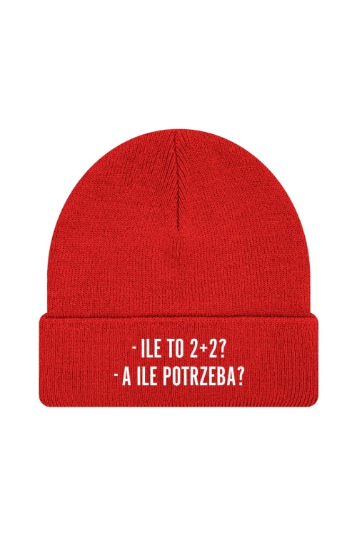 Czapka zimowa Ile to 2+2? A ile potrzeba? - czerwona