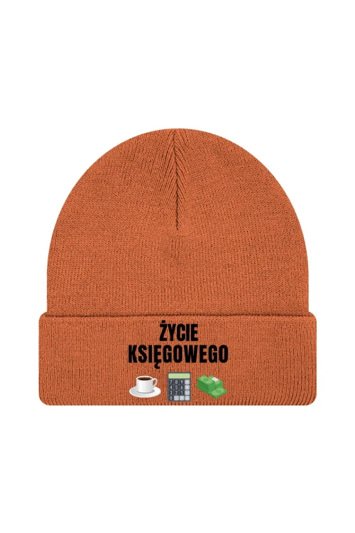 Czapka zimowa Życie księgowego - pomarańczowa