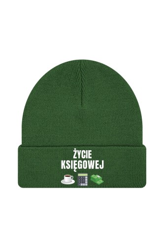 Czapka zimowa Życie księgowej - ciemnozielona