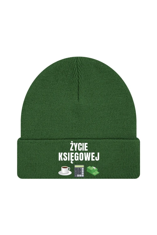 Czapka zimowa Życie księgowej - ciemnozielona