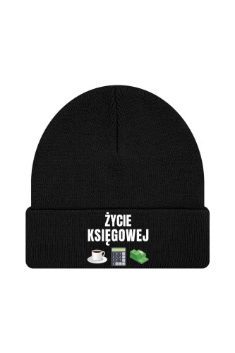 Czapka zimowa Życie księgowej - czarna