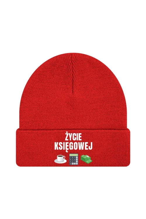 Czapka zimowa Życie księgowej - czerwona