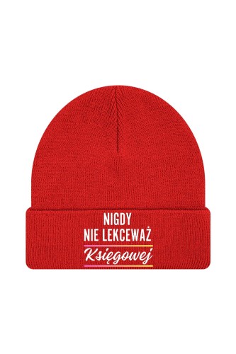 Czapka zimowa Nigdy nie lekceważ księgowej - czerwona