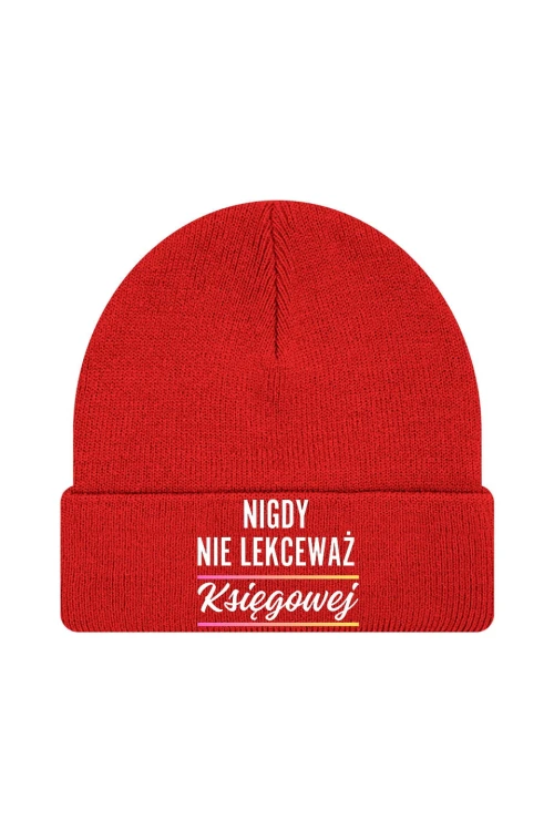 Czapka zimowa Nigdy nie lekceważ księgowej - czerwona