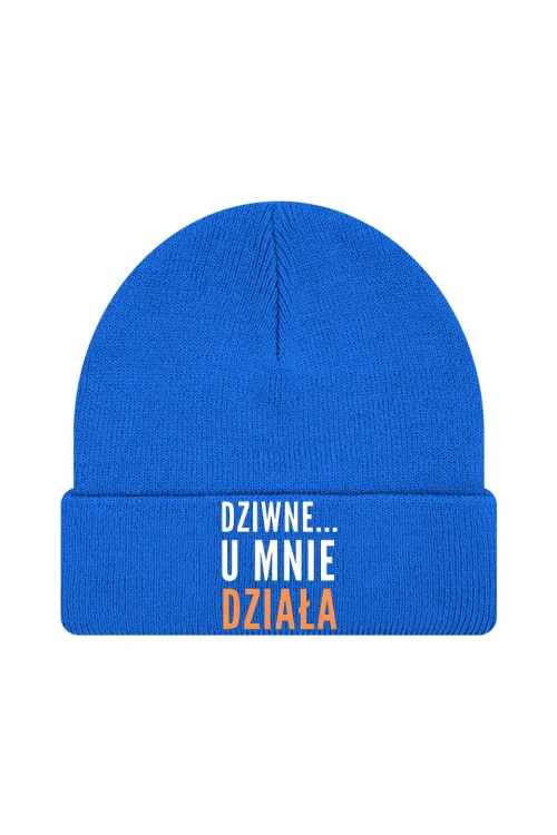 Czapka zimowa Dziwne u mnie działa - niebieska