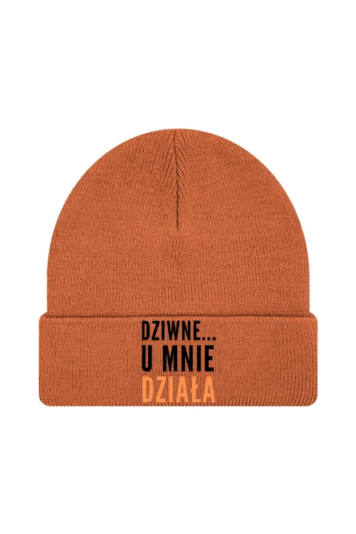 Czapka zimowa Dziwne u mnie działa - pomarańczowa