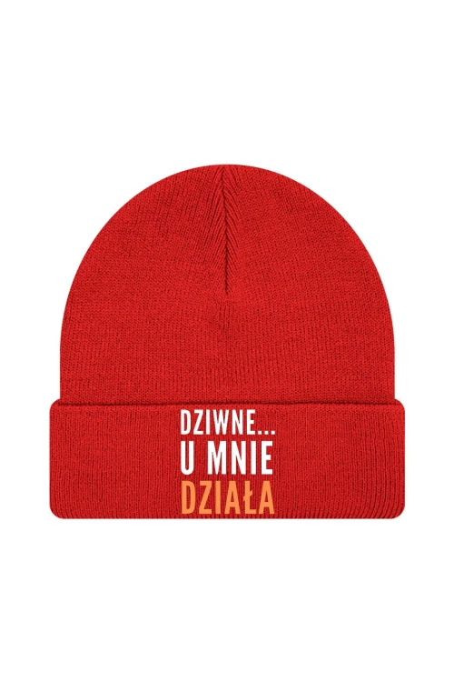 Czapka zimowa Dziwne u mnie działa - czerwona