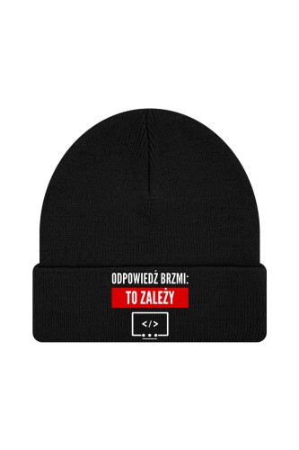 Czapka zimowa Odpowiedź brzmi To zależy - czarna