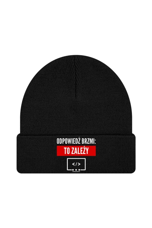 Czapka zimowa Odpowiedź brzmi To zależy - czarna