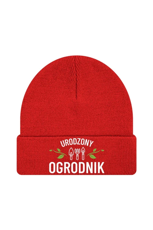 Czapka zimowa Urodzony ogrodnik - czerwona