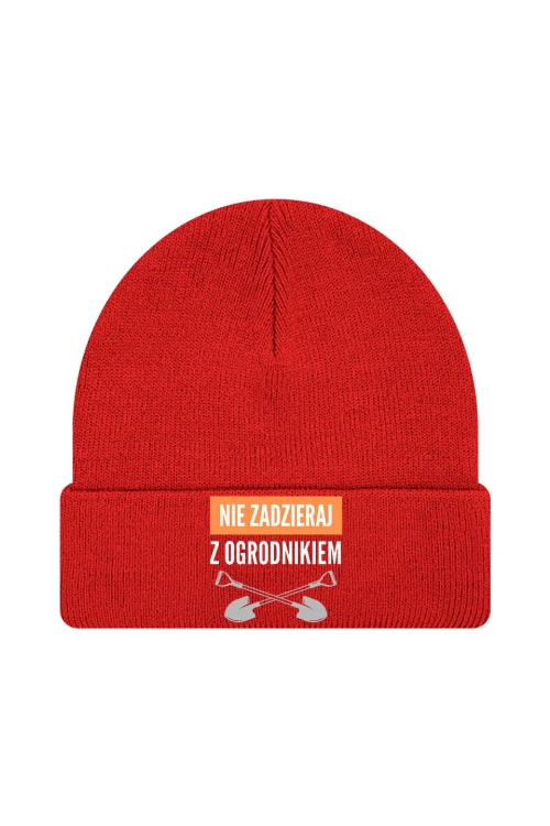 Czapka zimowa Nie zadzieraj z ogrodnikiem - czerwona
