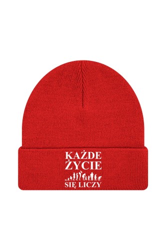 Czapka zimowa Każde życie się liczy - czerwona