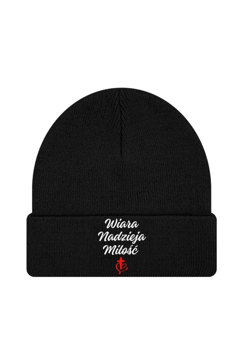 Czapka zimowa Wiara nadzieja miłość - czarna