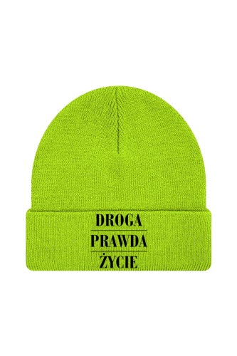 Czapka zimowa Droga prawda życie - limonka
