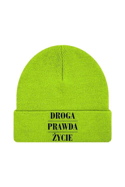 Czapka zimowa Droga prawda życie - limonka