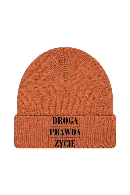 Czapka zimowa Droga prawda życie - pomarańczowa