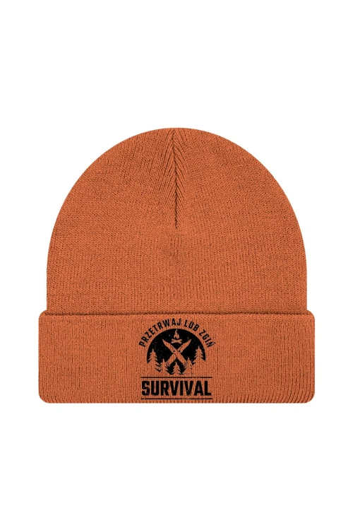 Czapka zimowa Survival Przetrwaj lub zgiń - pomarańczowa