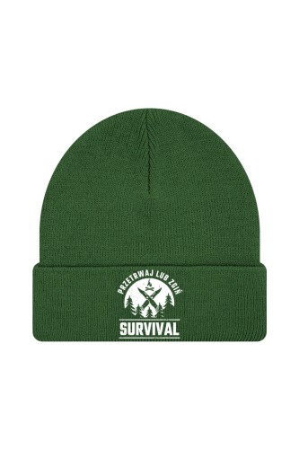 Czapka zimowa Survival Przetrwaj lub zgiń - ciemnozielona