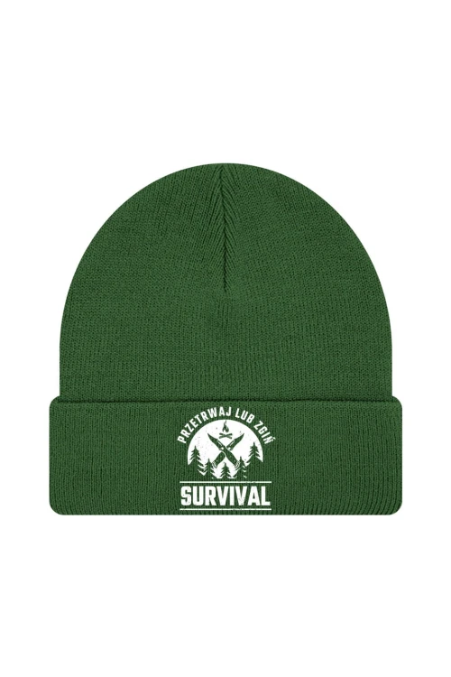 Czapka zimowa Survival Przetrwaj lub zgiń - ciemnozielona