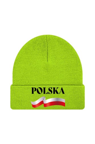 Czapka zimowa POLSKA - limonka