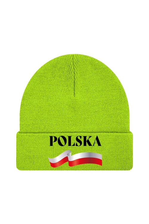 Czapka zimowa POLSKA - limonka