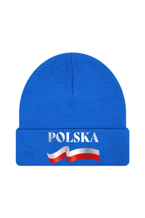 Czapka zimowa POLSKA - niebieska