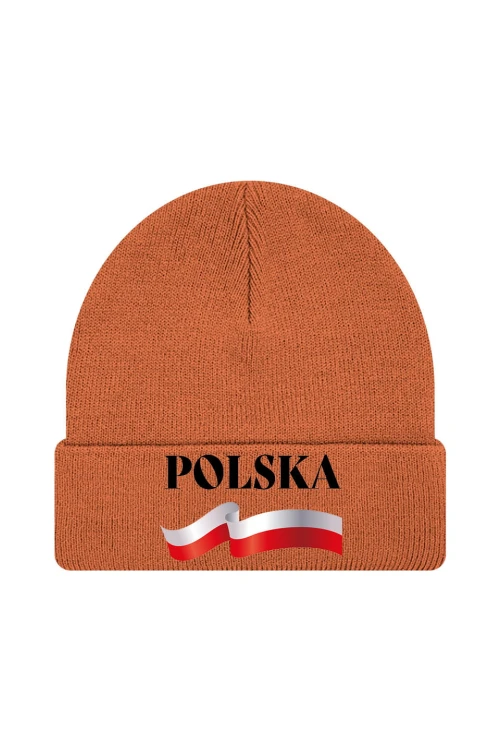 Czapka zimowa POLSKA - pomarańczowa
