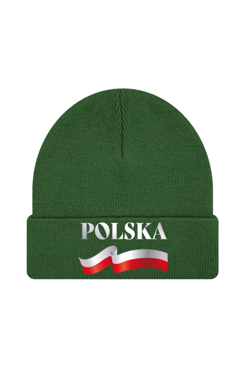 Czapka zimowa POLSKA - ciemnozielona