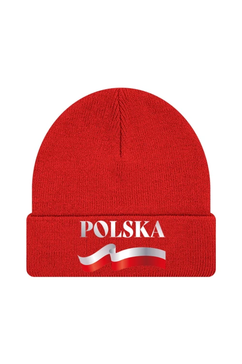 Czapka zimowa POLSKA - czerwona