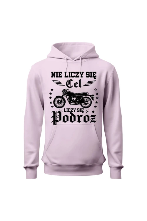 Bluza damska z kapturem Nie liczy się cel liczy się podróż - różowa
