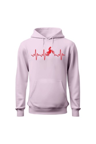 Bluza damska z kapturem Motocross heartbeat - różowa