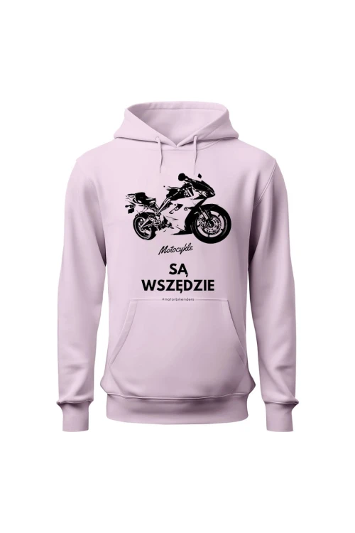 Bluza damska z kapturem Motocykle są wszędzie - różowa