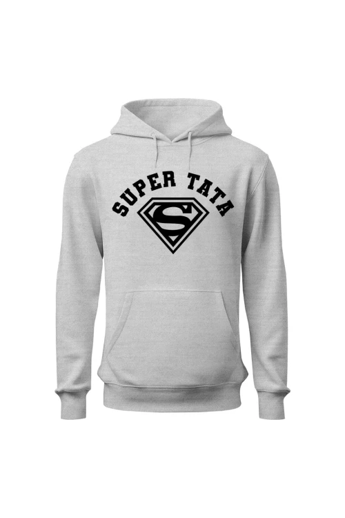 Bluza męska z kapturem Super Tata Super Man - szara