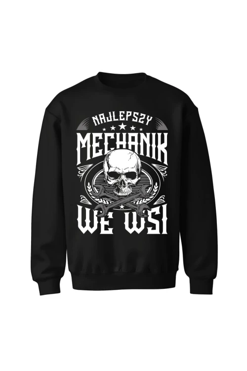Bluza męska bez kaptura Najlepszy mechanik we wsi - czarna
