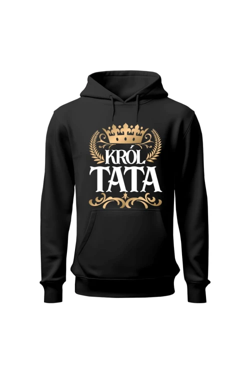Bluza męska z kapturem Król Tata - czarna