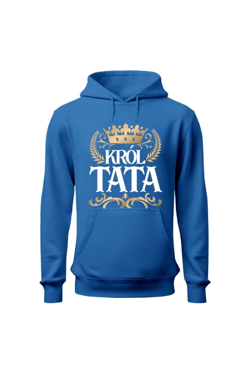 Bluza męska z kapturem Król Tata - niebieska