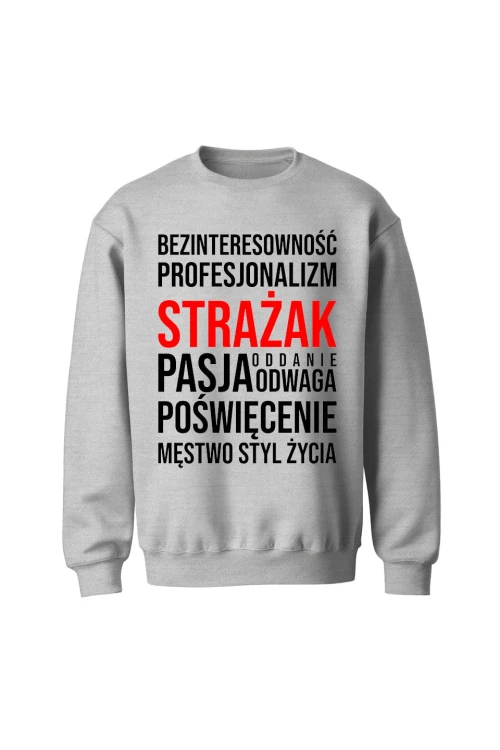 Bluza męska bez kaptura Cechy strażaka - szara