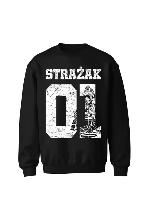 Bluza męska bez kaptura Strażak 01 - czarna