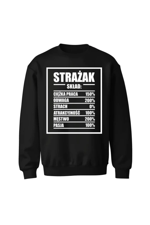 Bluza męska bez kaptura Strażak skład - czarna