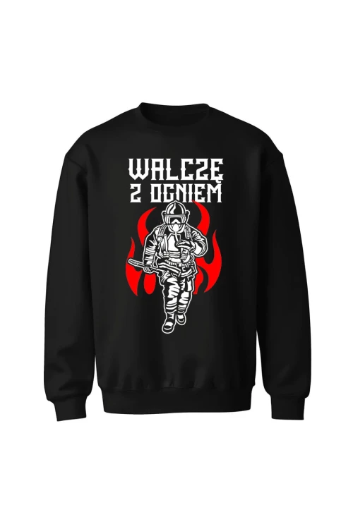 Bluza męska bez kaptura Walczę z ogniem - czarna