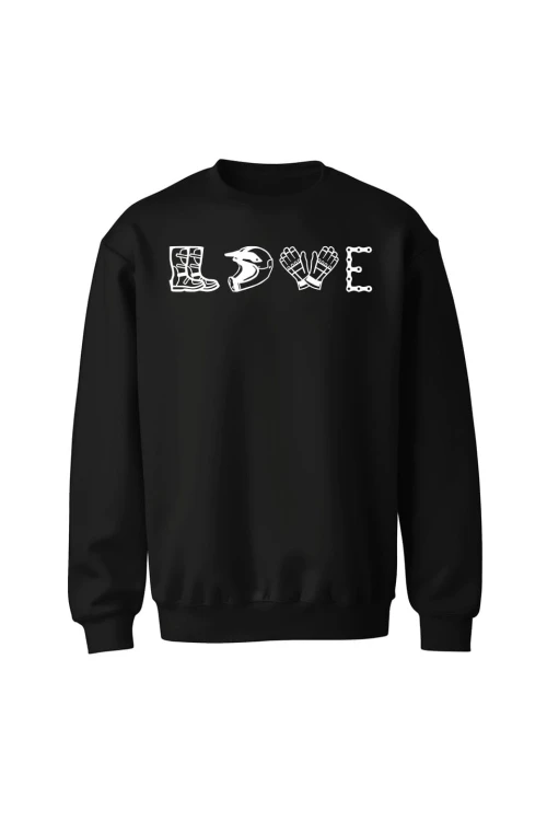 Bluza bez kaptura LOVE MOTO - czarna