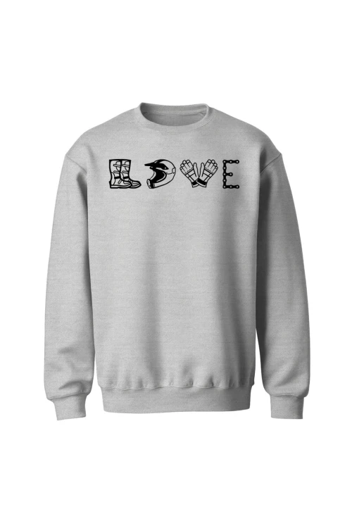 Bluza bez kaptura LOVE MOTO - szara