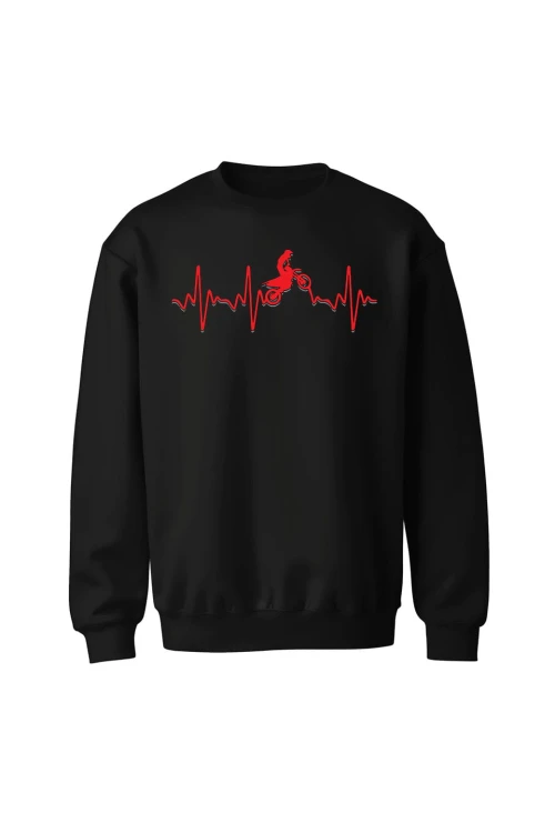 Bluza bez kaptura Motocross heartbeat - czarna
