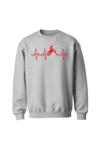 Bluza bez kaptura Motocross heartbeat - szara