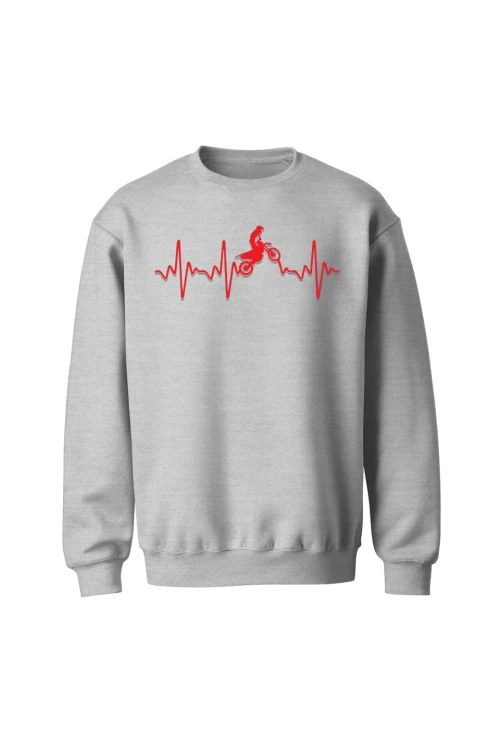 Bluza bez kaptura Motocross heartbeat - szara