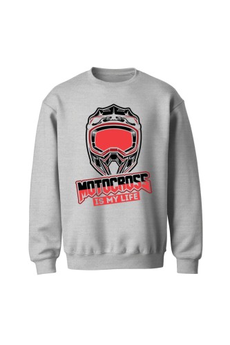 Bluza bez kaptura Motocross is my life - szara