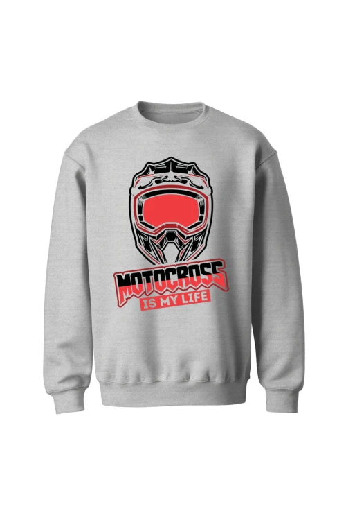 Bluza bez kaptura Motocross is my life - szara