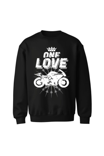 Bluza bez kaptura One Love Motocykle - czarna