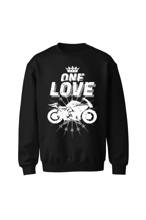 Bluza bez kaptura One Love Motocykle - czarna